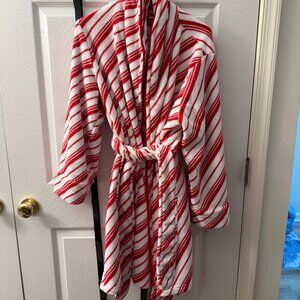 White/Red "Candy Cane" Stripe Bathrobe
